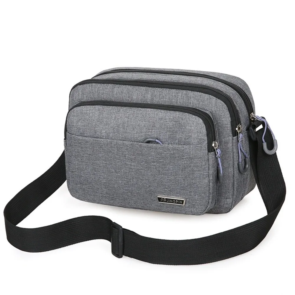 

Fashion Nylon Shoulder Bag Multi-layer Zipper Crossbody Bag Large Capacity Solid Color Business Cashier Bag