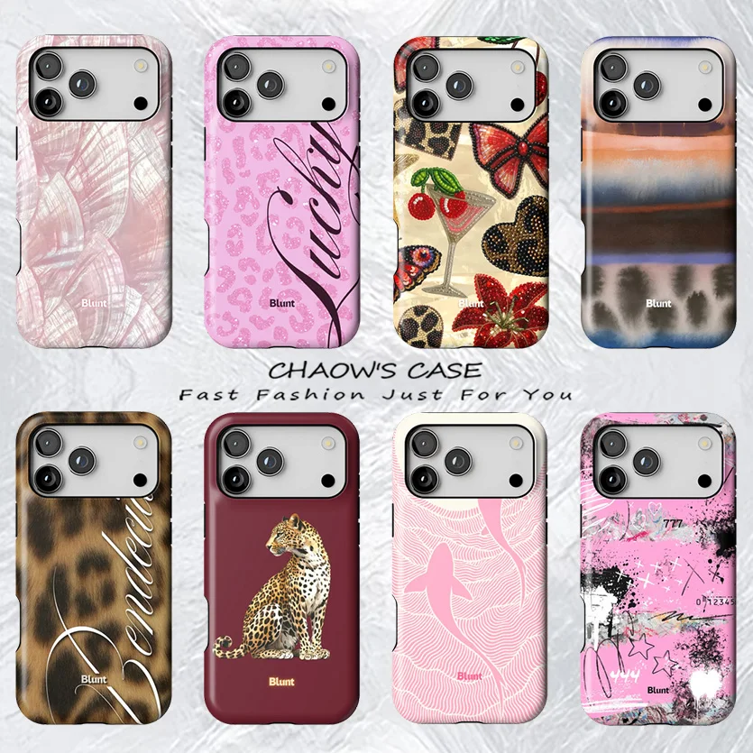 

Luxury Blunts Pink Shark Ripple Bow Phone Case for iPhone 17 17e 16e 16 15 14 13 12 11 Air Pro Max Plus Double-layer Back Cover