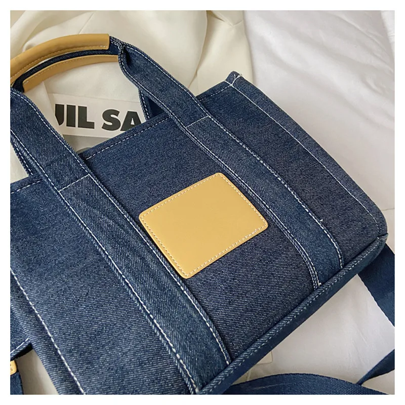 Retro Letras Bordadas Crossbody Bolsas para Mulheres, Sacola Denim para Senhoras, Alto Senso de Nicho, Frete Grátis, Novo, Venda