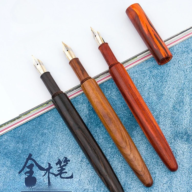 

Vintage Full Wood Wooden Sandalwood Fountain Pen F 0.5mm Nib Straight Tip Students Practicing Writing Office Business Gift