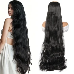 Extensions de cheveux synthétiques ultra longs ondulés pour femmes, perruques à pince, adaptées aux fêtes, cosplay et diverses occasions, 40 po