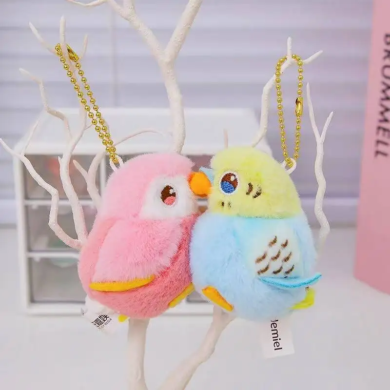 Porte-clés pendentif sac à dos perroquet pour Couple, jouet en peluche Kawaii, poupée faite à la main, dessin animé, cadeau mignon pour amis amusants, dernière collection