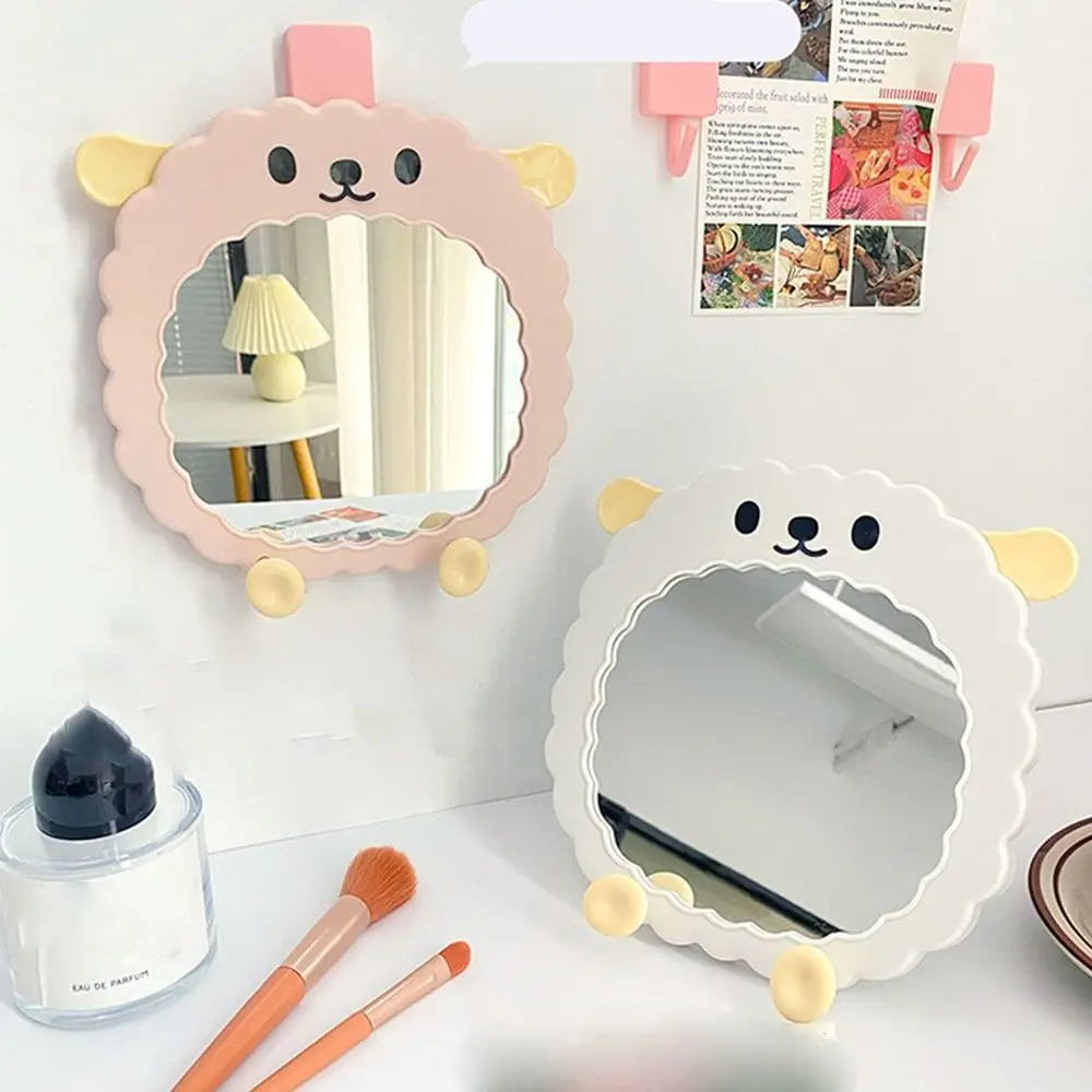 Cosmetic Cartoon Desktop Stand Mirror Folding Kawaii Makeup Mirror Wall-mounted Dual-purpose Vanity Mirror Women