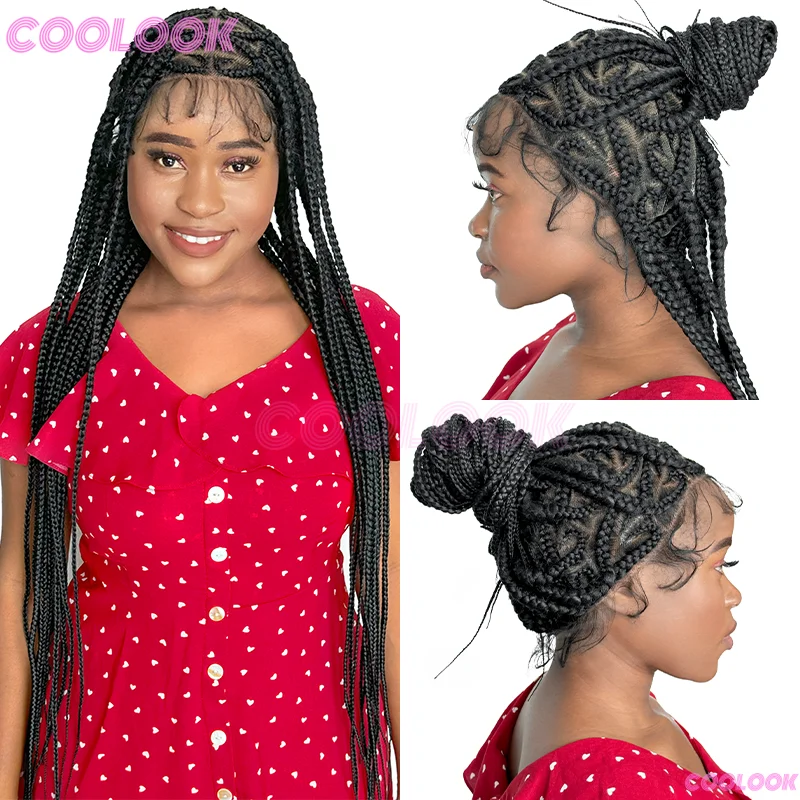 

36-дюймовые синтетические косички в форме сердца, косичка, плетеные парики, полный парик фронта шнурка с волосами ребенка