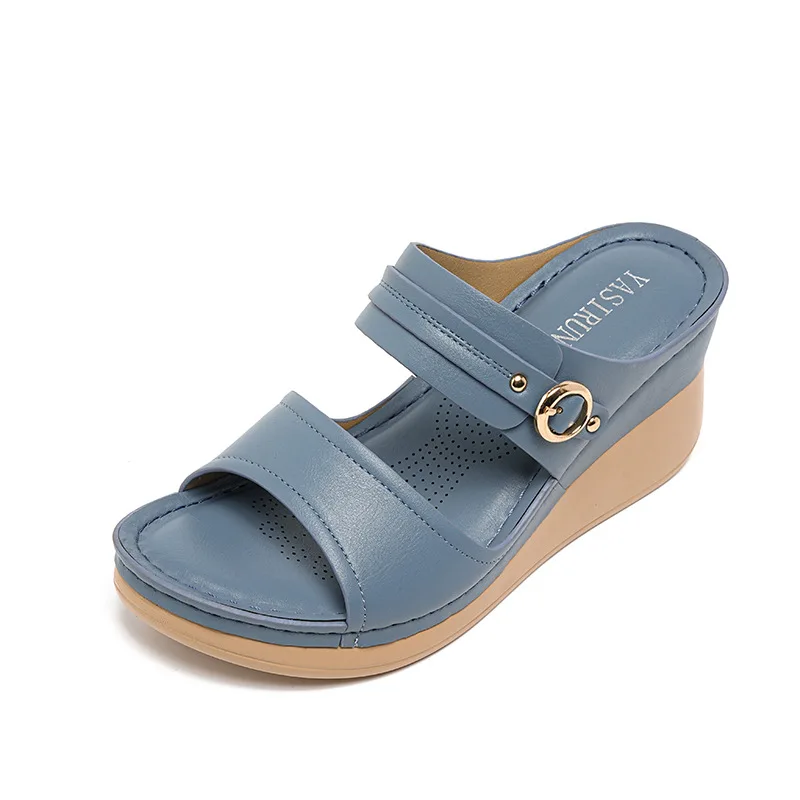 

Womens Slippers Soft Surface Stitched Lightweight Anti-slip Comfortable Non-tiring Casual Thick-soled Wedge Shoes