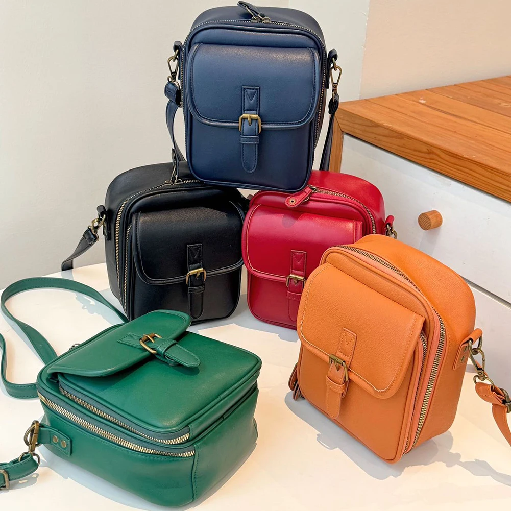 Vintage PU Leather Mini Crossbody Bags Adjustable Removable Strap Versatile Shoulder Bag Trendy Cellphone Bag Retro Small Wallet