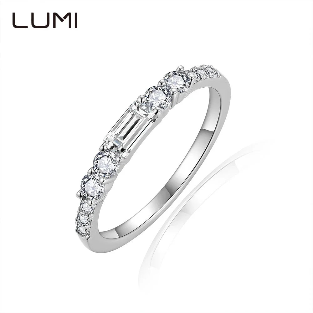 

Оригинальное серебряное кольцо с муассанитом изумрудной огранки всего 0,58 карата для ее романтического повседневного ношения, юбилейное ювелирное изделие на день рождения, подарок