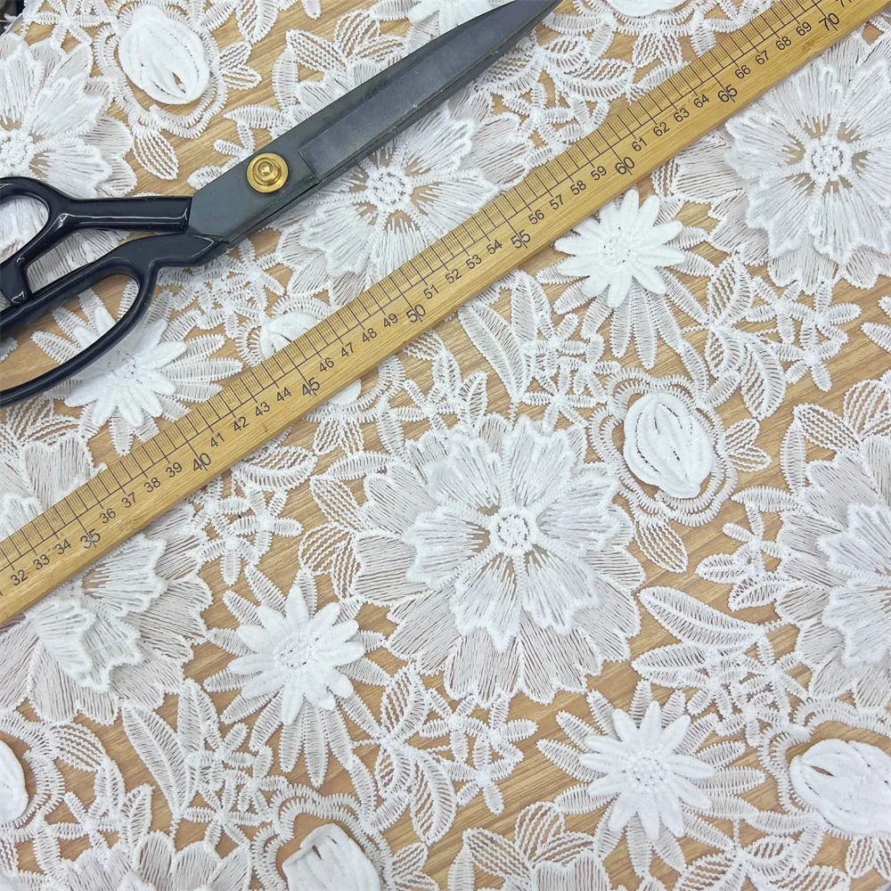 

New water-soluble milk silk 3D floral organza lace fabric for wedding dresses,evening gowns,DIY textile sewing accessories