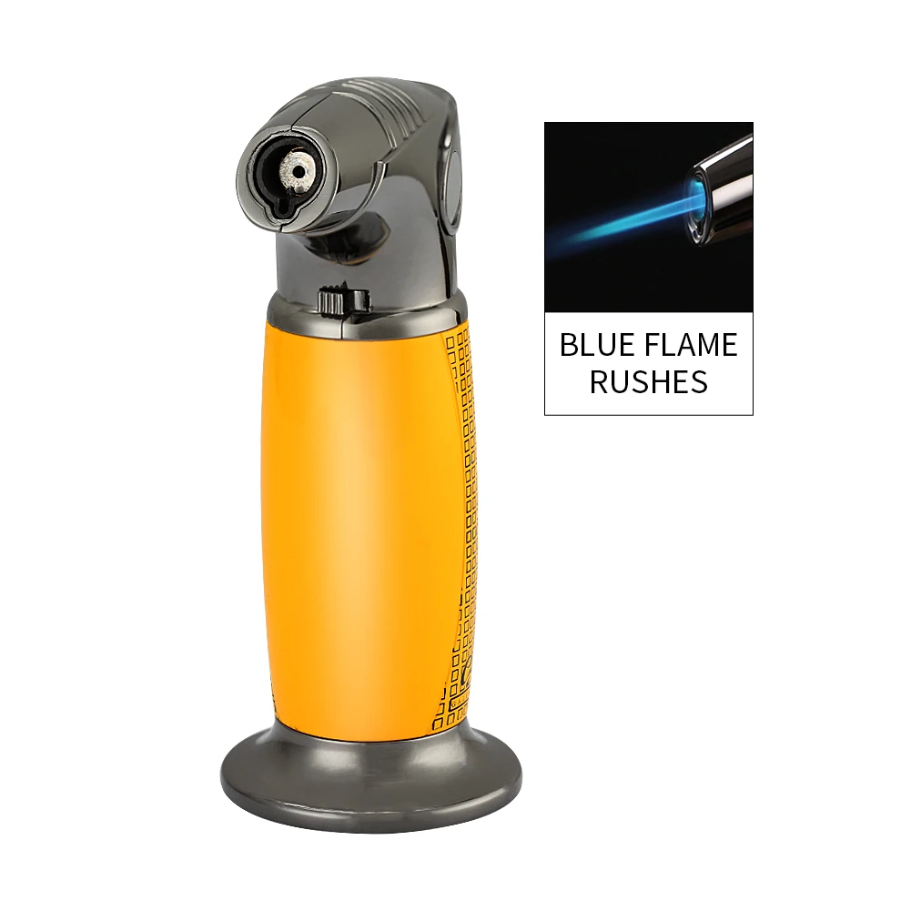 Galiner Metal Cigars Torch Lighter Butane Gas Refillable Blue Flame Tobacco Lighters Black Yellow Two Colors Can Choose