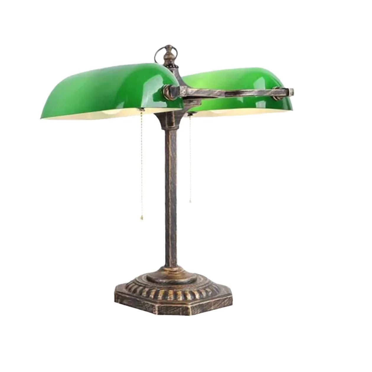 

Dimmable Touch Desk Lamp Traditional Green Glass USB Port Brass Classic Vintage Desk Lamp