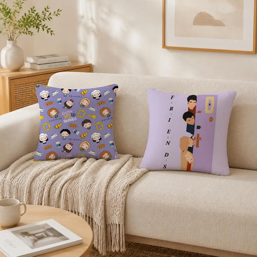 Classic F-Friends Tv Show Cushion Cover Plush Decorative Pillow Case With Hidden Zipper Cutecore Room Decor For Home