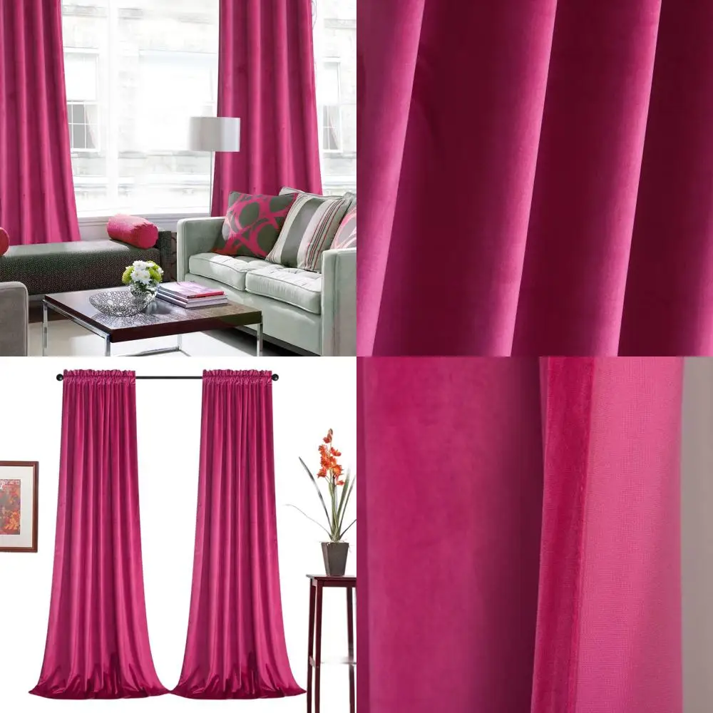 

Бархатные ягодные шторы с термоизоляцией, длина 108, комплект из 2 панелей для дома, W52 x L108