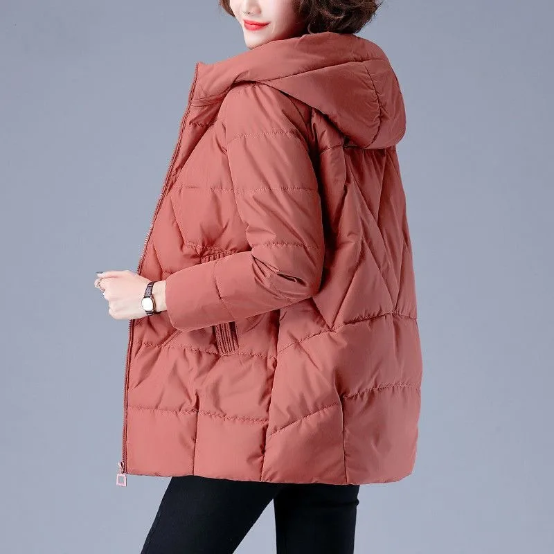 2023 New Women Down Cotton Coat Winter Jacket Female Short Parkas Loose Thick Large Size Outwear Hooded Leisure Time Overcoat