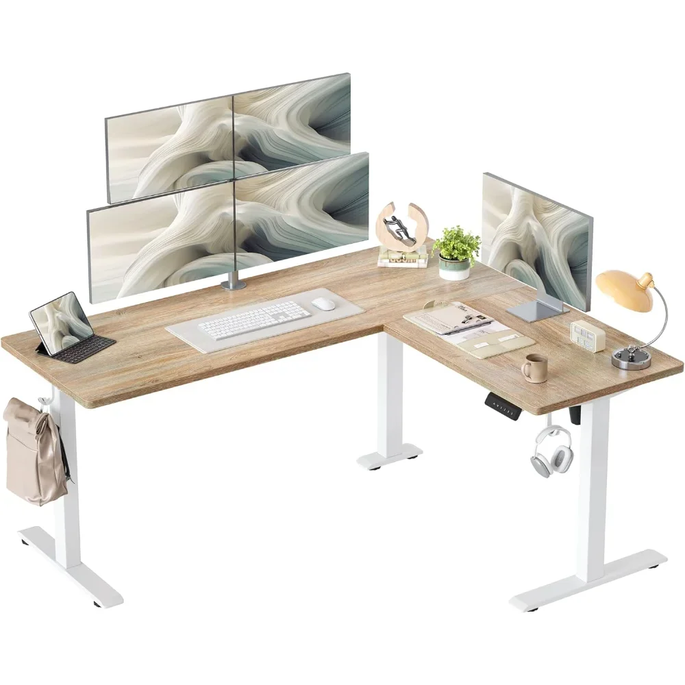

L Shaped Standing Desk Adjustable Height, Electric Corner Standing Desk, 63 x 55 inch Sit Stand Computer Table with Splice Board