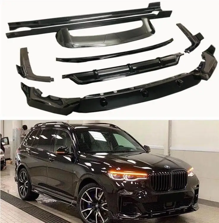 

ABS черный передний бампер для губ, боковая юбка для тела, Чехол для BMW X7 G07 2020 2021 2022