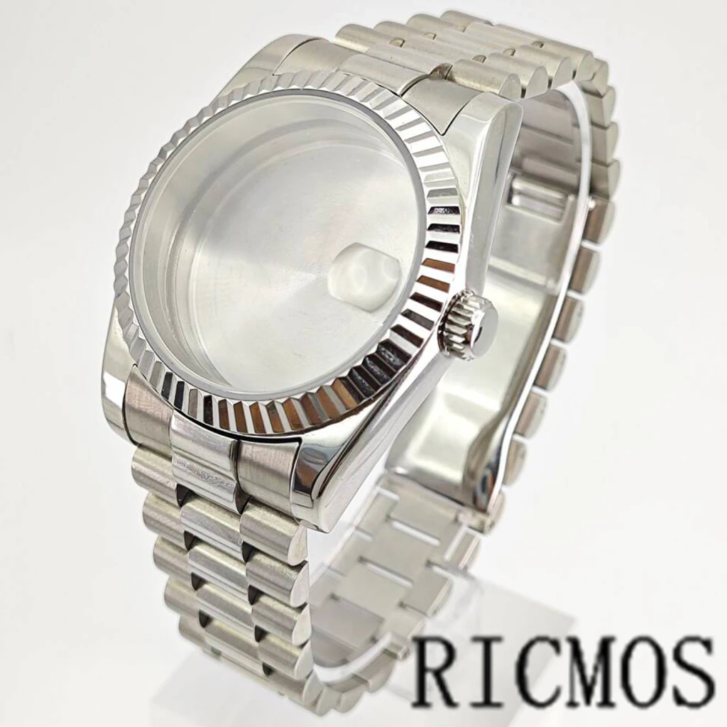 

36 мм сапфировое стекло и президентский браслет для мужчин, корпус для часов, подходит для NH36 NH34 NH35, водонепроницаемый механизм для модификации Datejus