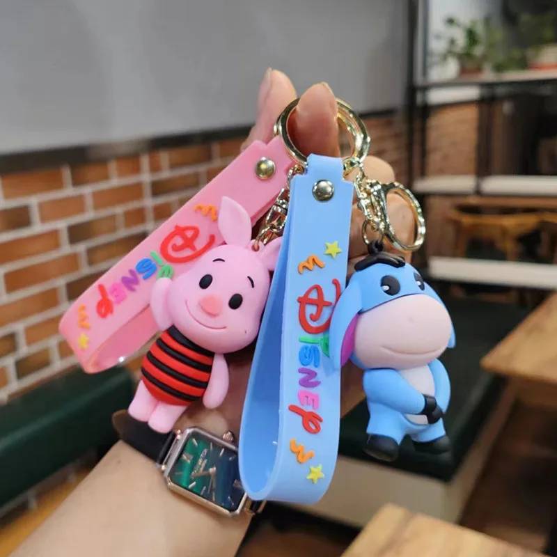 Simpatico cartone animato Disney Pooh orso maialino Eeyore portachiavi auto bambola borsa ciondolo portachiavi regalo per bambini amici accessori