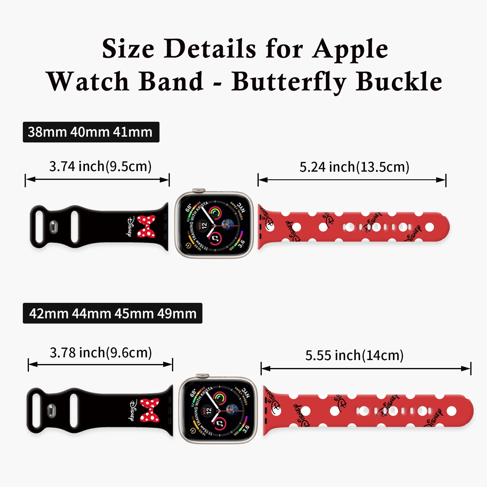 Disney Classics Printed Strap for Apple Watch 9 8 7 SE 6 Silicone Sport Band Replaceable Bracelet for iWatch 45mm 44mm 42mm 41mm