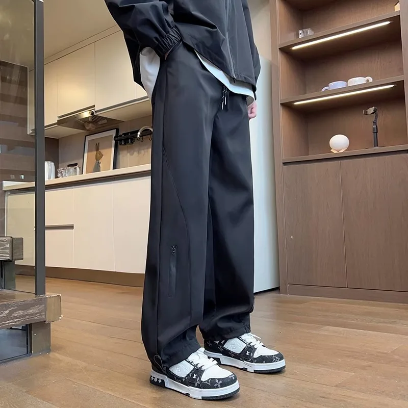 メンズ 2025年 春秋 新作 速乾 ゆったり カジュアル ストレート スポーツ ワークウェア カジュアル ロングパンツ ロング丈パンツ 無地
