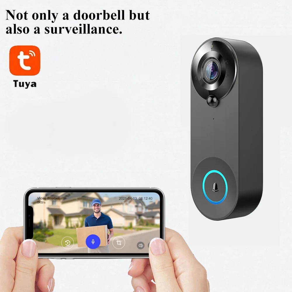 Timbre inalámbrico WIFI de 1080P, videoportero con cámara, Tuya, hogar inteligente para protección de seguridad, detección de movimiento PIR