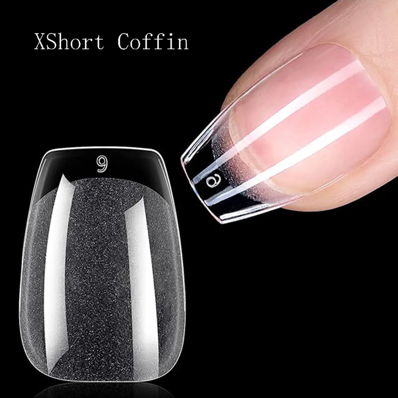 120Pcs Soft Gel Short Almond Fake Nail Tips Extension System Sculpted Full Cover Nail Ballerinas Capsules Press On Tips