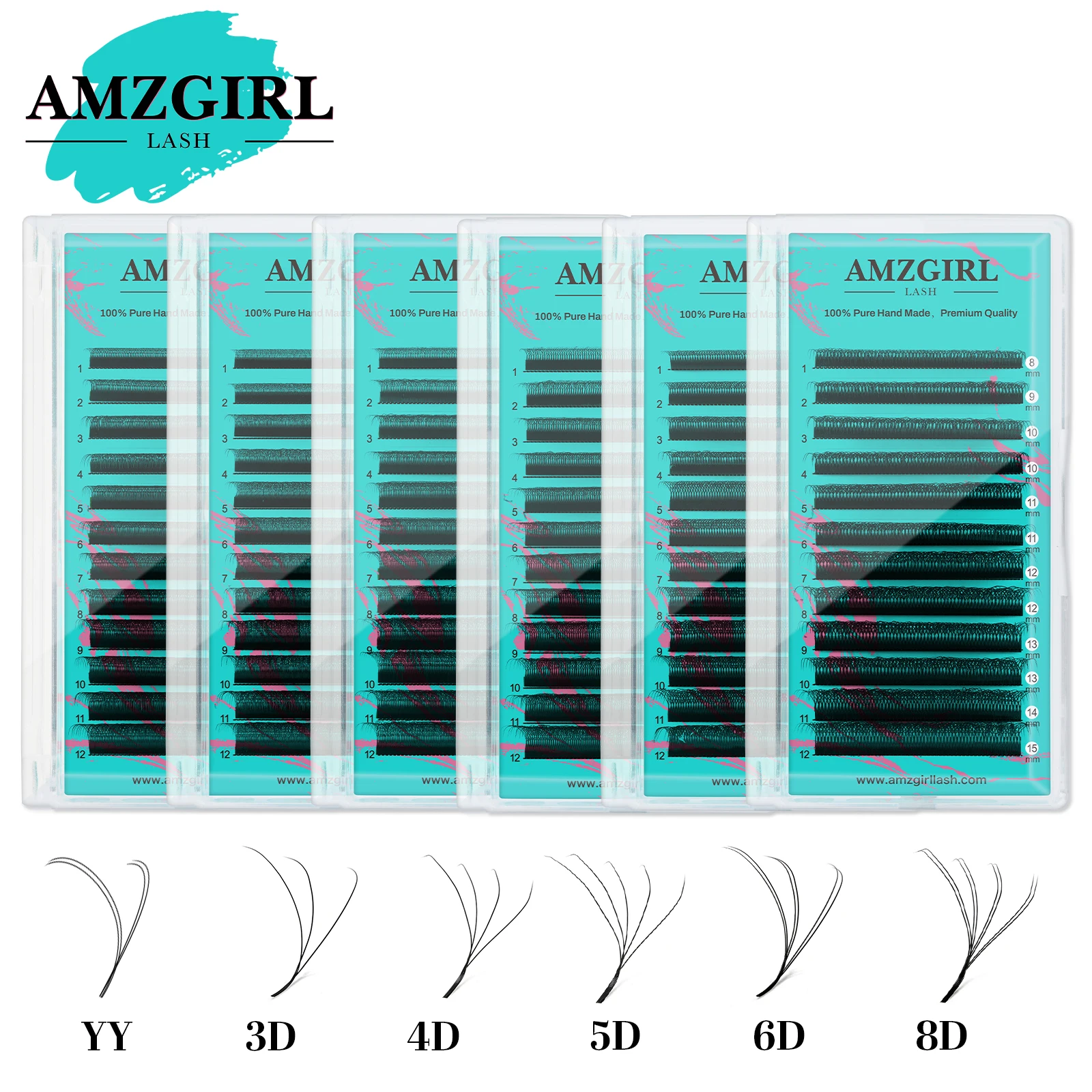 

Amzgirl W Shape Eyelashes Automatic Flowering 3D/4D/5D/6D/8D Eyelash Extensions Fans 8-15mm Natural Soft Professional Lashes