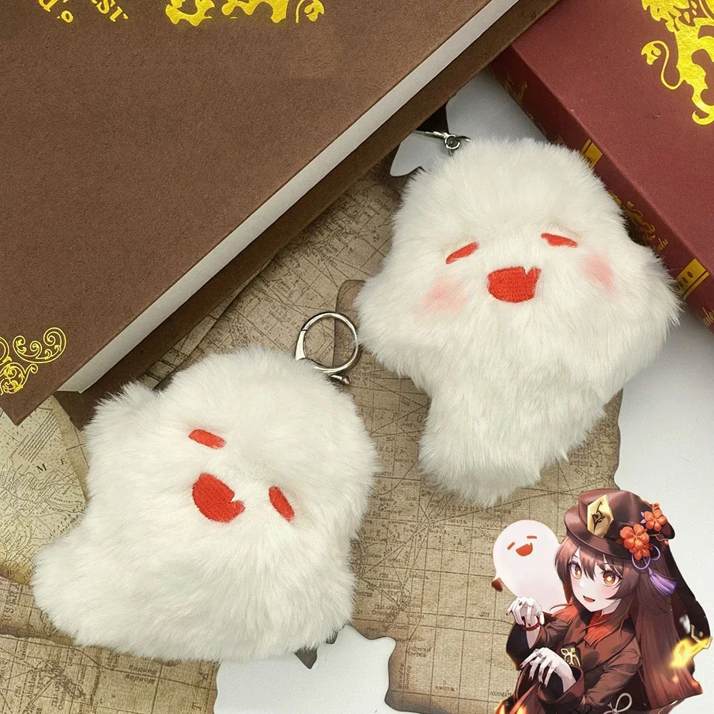 

Game Genshin Impact Cosplay Hutao Keychain Unisex Ghost Pendant Plush Toy Doll Key Rings Accessories Key Chains