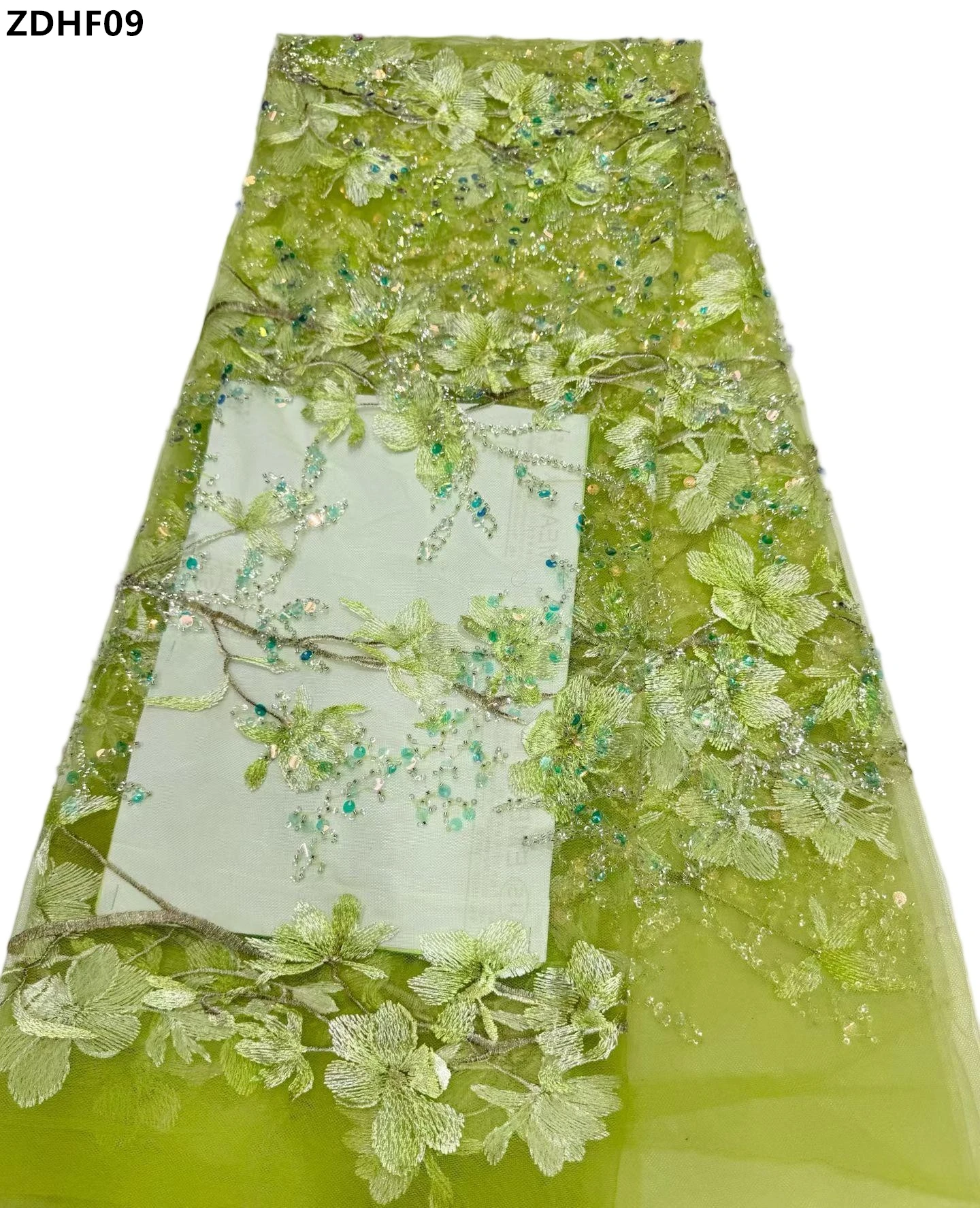 

Luxury European Bridal Tulle Fabric Sequins Beads Nigerian Style Wedding Dress Elegant Sparkle Fabric for Evening Gowns