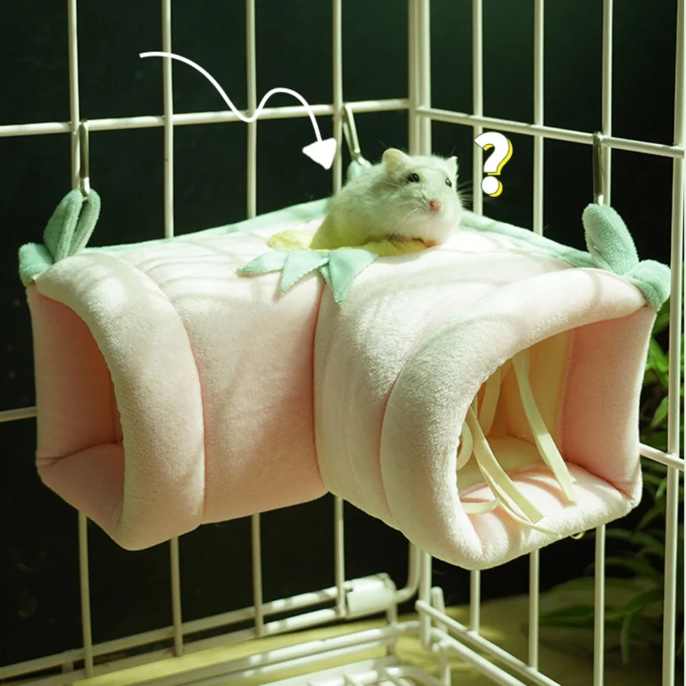 Hamster Right Angle Cage Tunnel Hammock Plush Hamsters Playing Tunnels Winter Warm Cage For Guinea Squirrel Rabbit Chinchilla