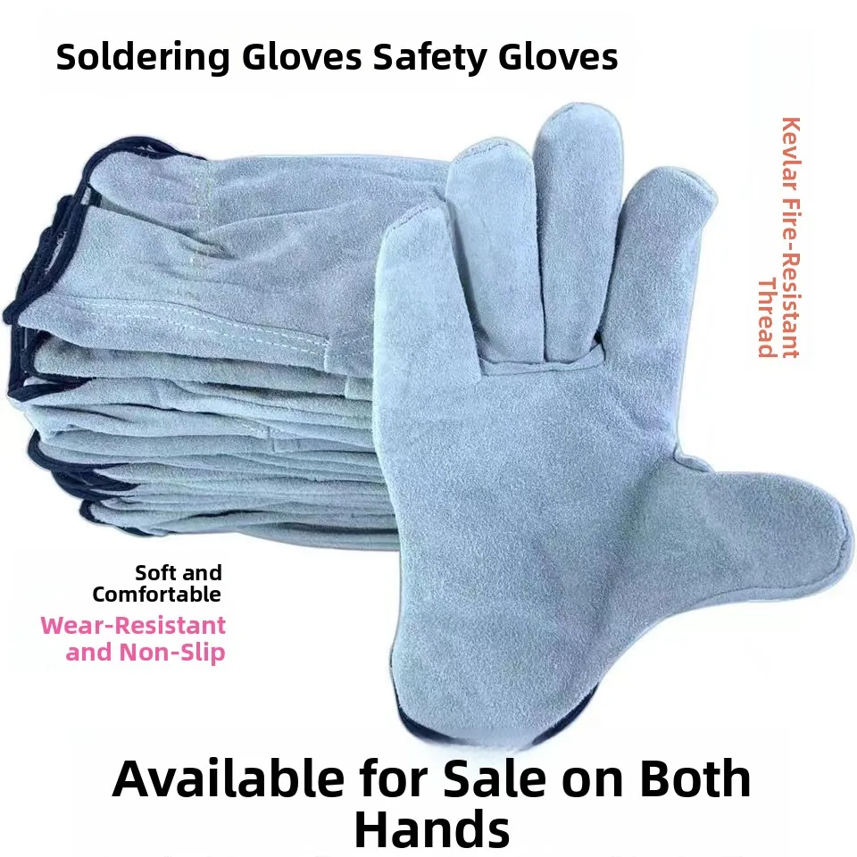 Leather Welding Gloves Soft Single Left Hand Right Hand  Arc Welding Resistant to High Temperature Wear Resistant Hea...