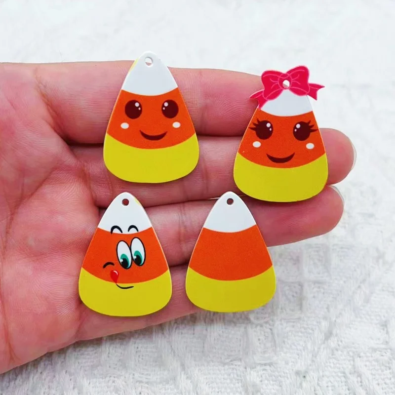 10pcs cartoon candy corn kernels charm acrylic food candy jewelry earrings necklace Diy found