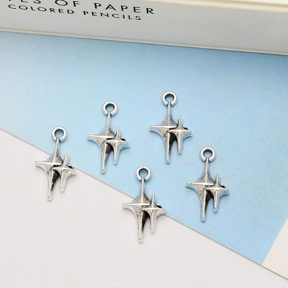 70pcs/lot--10x17mm Antique Silver Plated Morning Star Charms Cute Pendants For Jewelry Making Supplies Diy Necklace Earring Bulk