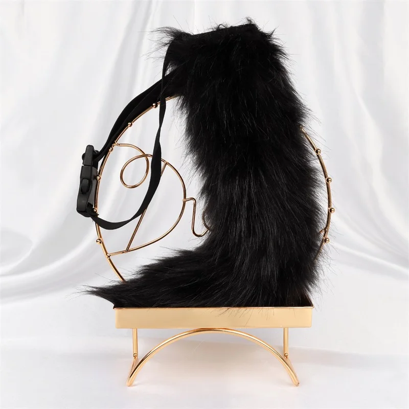 Simulation Fuchs Katze Schwanz Wolf Schwanz Cosplay Leistung Requisiten Anime Plüsch Tier Schwanz Halloween Schmuck Dress Up Requisiten – Detail 3