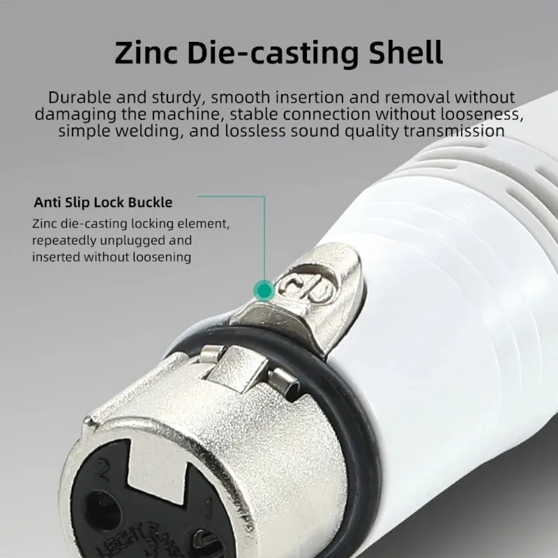 Plugue de linha de cobra xlr branco, 3 pinos banhado a prata, conector de cabo de microfone diy NC3FXX-WT NC3MXX-WT para áudio personalizado