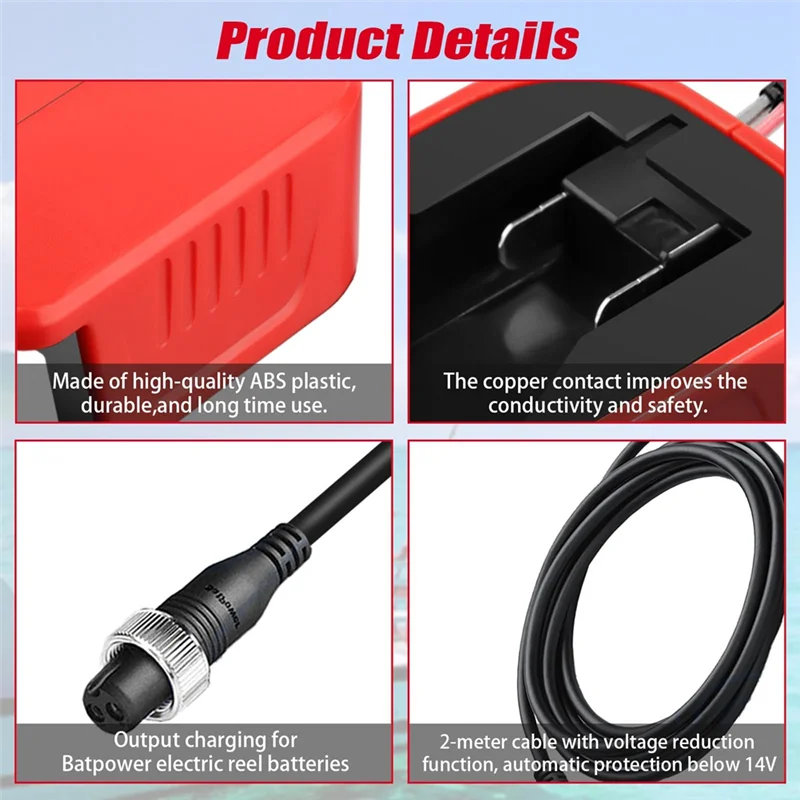 Adaptador de batería A44Z para batería de 18V M18 para carrete de pesca eléctrico Daiwa BM2300/para Shimano 14,4 V Beastmaster 9000