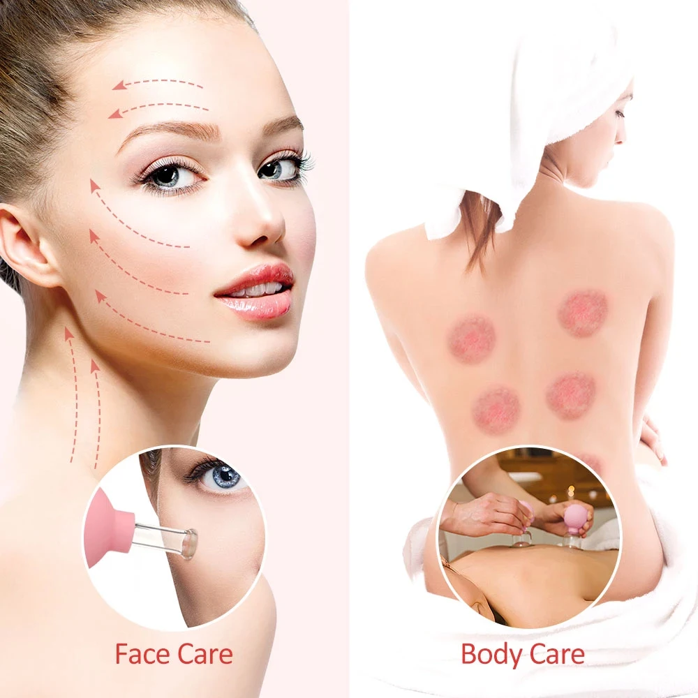 Rubber Massage Body Cups Vacuum Cupping Glasses Face Skin Lifting Body Facial Cups Anti Cellulite Chineses Cupping Therapy Tool