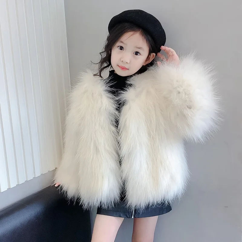

Fur Coat for Autumn and Winter New Thickened Warm Woolen Cotton Jacket Fashionable Princess Children's Clothing Baby Mid Length