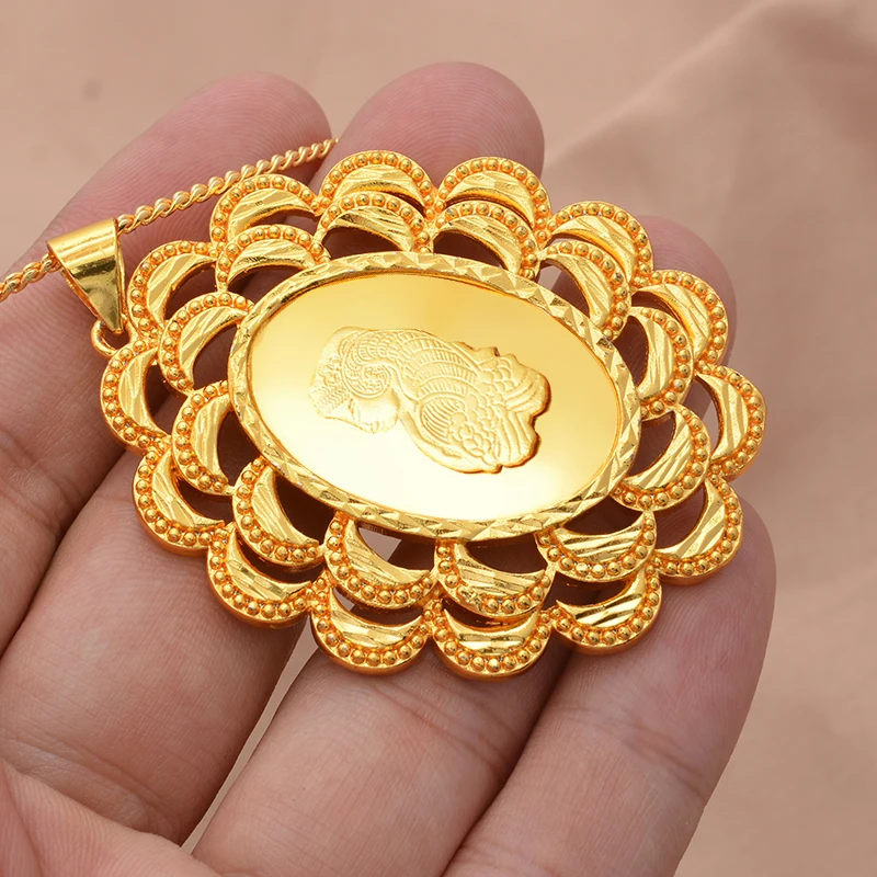 New women Man Great Virgin Handcraft gold color necklaces pendant chain Giving girl Friend gifts Party wear Jewelry