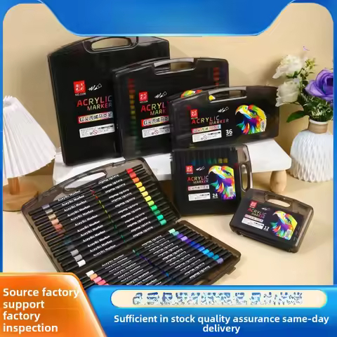 New Small Black Box Acrylic Markers Soft Head Children's Painting Graffiti Brush DIY Stackable Color Painting Brush