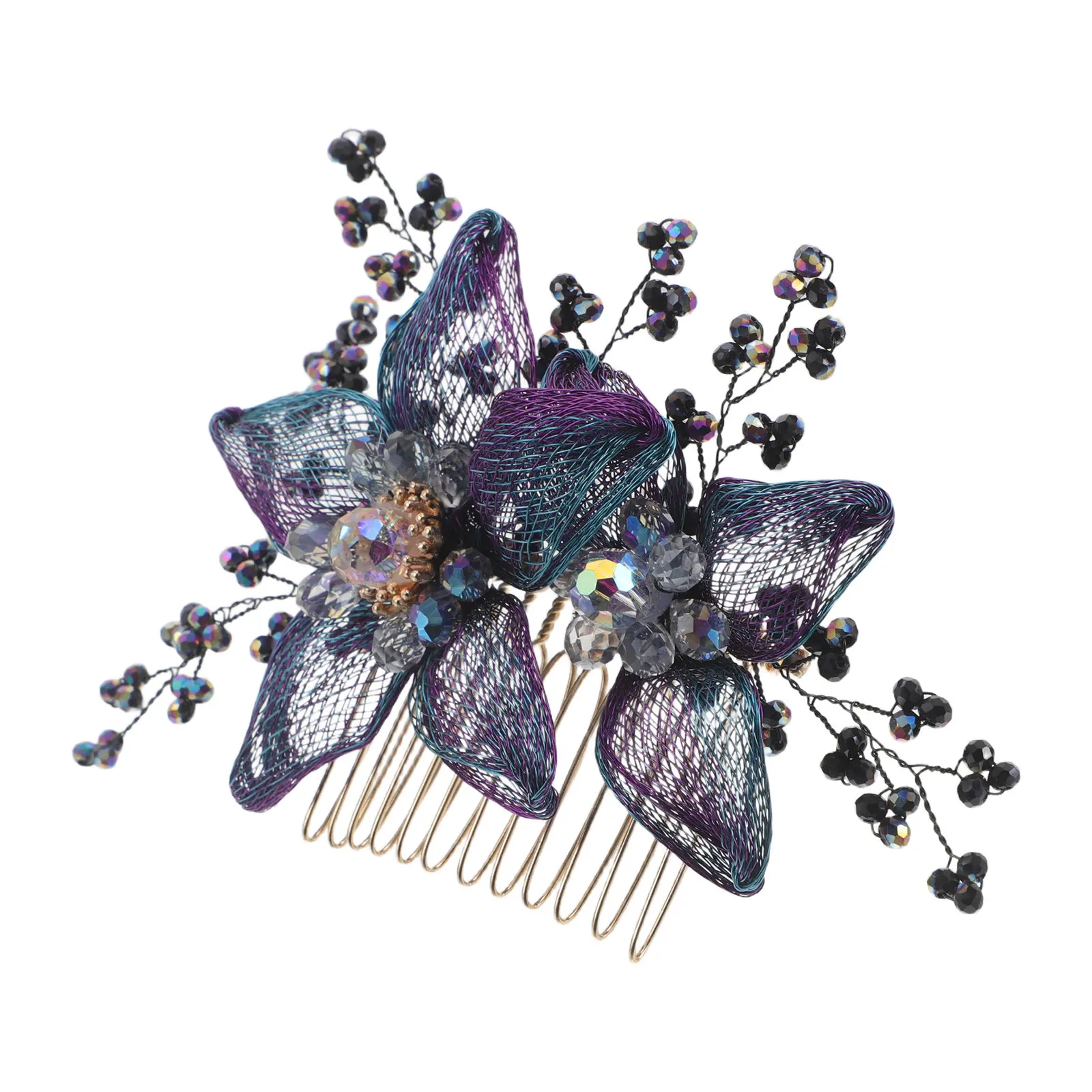 

Цветочный гребень для волос для женщин: элегантная декоративная металлическая заколка-гребень с искусственными цветами для свадьбы, вечеринки, сада