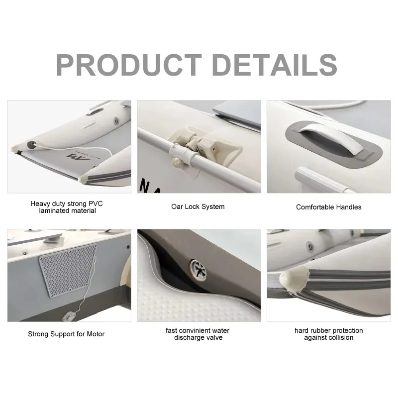 4 Person 285*160cm Inflatable Boat Double Body Boat Watercraft Touring Boat 5 Air Chamber DWF Air Floor Drop Stitch Deck