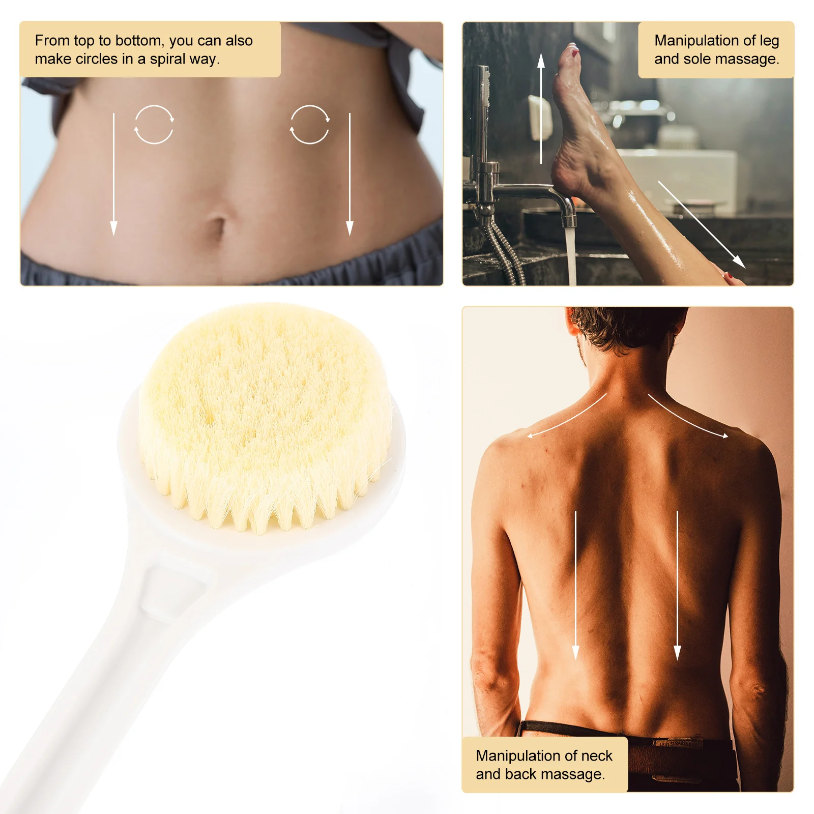 

265Cm Long Handle Bath Brush for Exfoliating and Massaging Back Scrubber Body Spa Remove Dead Skin Toxins Circulation