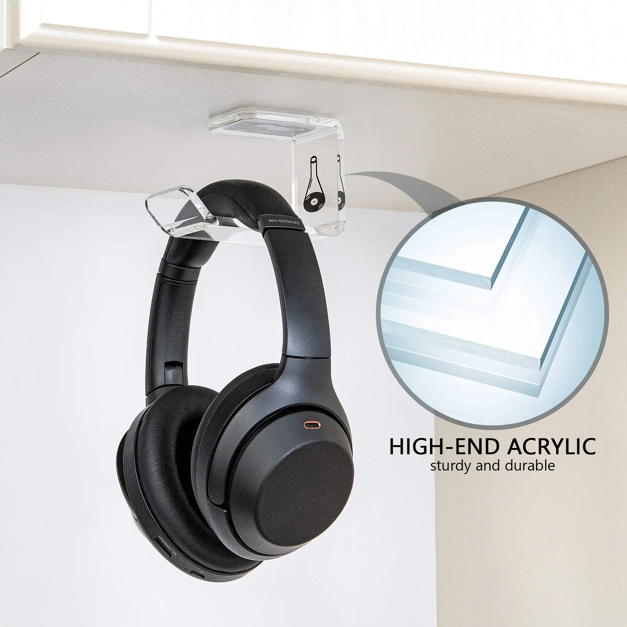 

Headset Hook for Desk and Wall | Premium Crystal Clear Acrylic | Perfect Desk Headphone Hanger | Headphone Hook Hangers Style