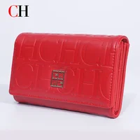 CH-Bolso para tarjetas de lujo, billetera minimalista y elegante con diseño en relieve, accesorio elegante para mujer, tarjetero compacto con múltiples ranuras, esencial para uso diario