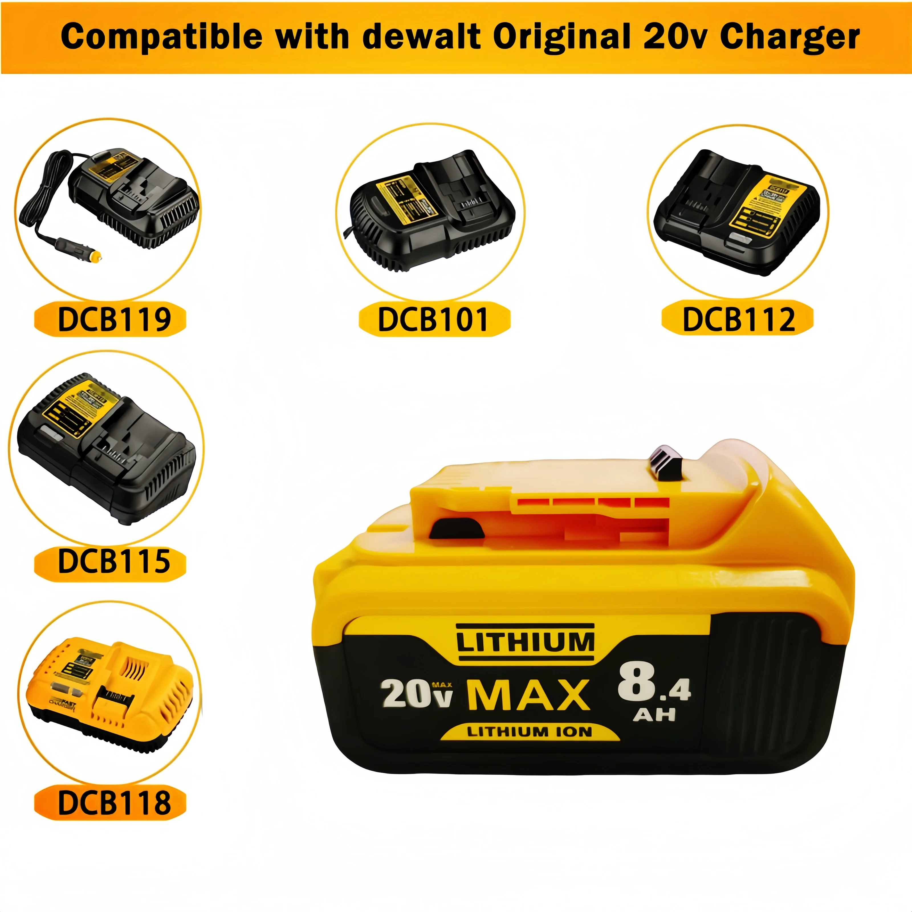 Remplacer DeWei 20V 8.4Ah DCB205 Perceuse À Main Outil Électrique 18650 Batterie Au Lithium DCB206-2 DCB205-2 DCB205