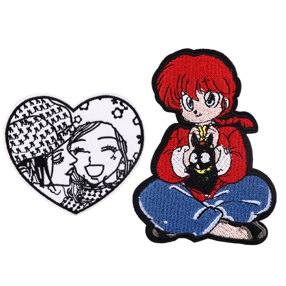 Patch magique brodé pour vêtements, badges de bricolage sur sac à dos, fille d'anime japonais, patchs mignons