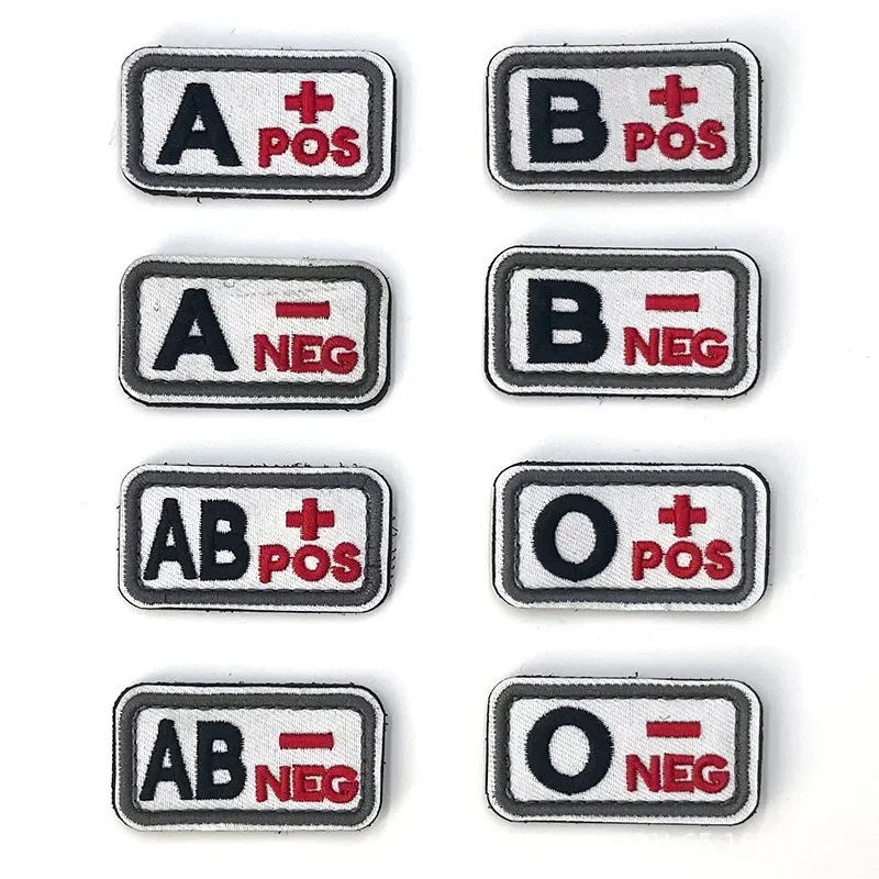 ABO Blood Group Embroidered Badge Brown Tan Blood Label for First Aid Tactical Waistpack Helmet Attachment POS NEG Hook&loop