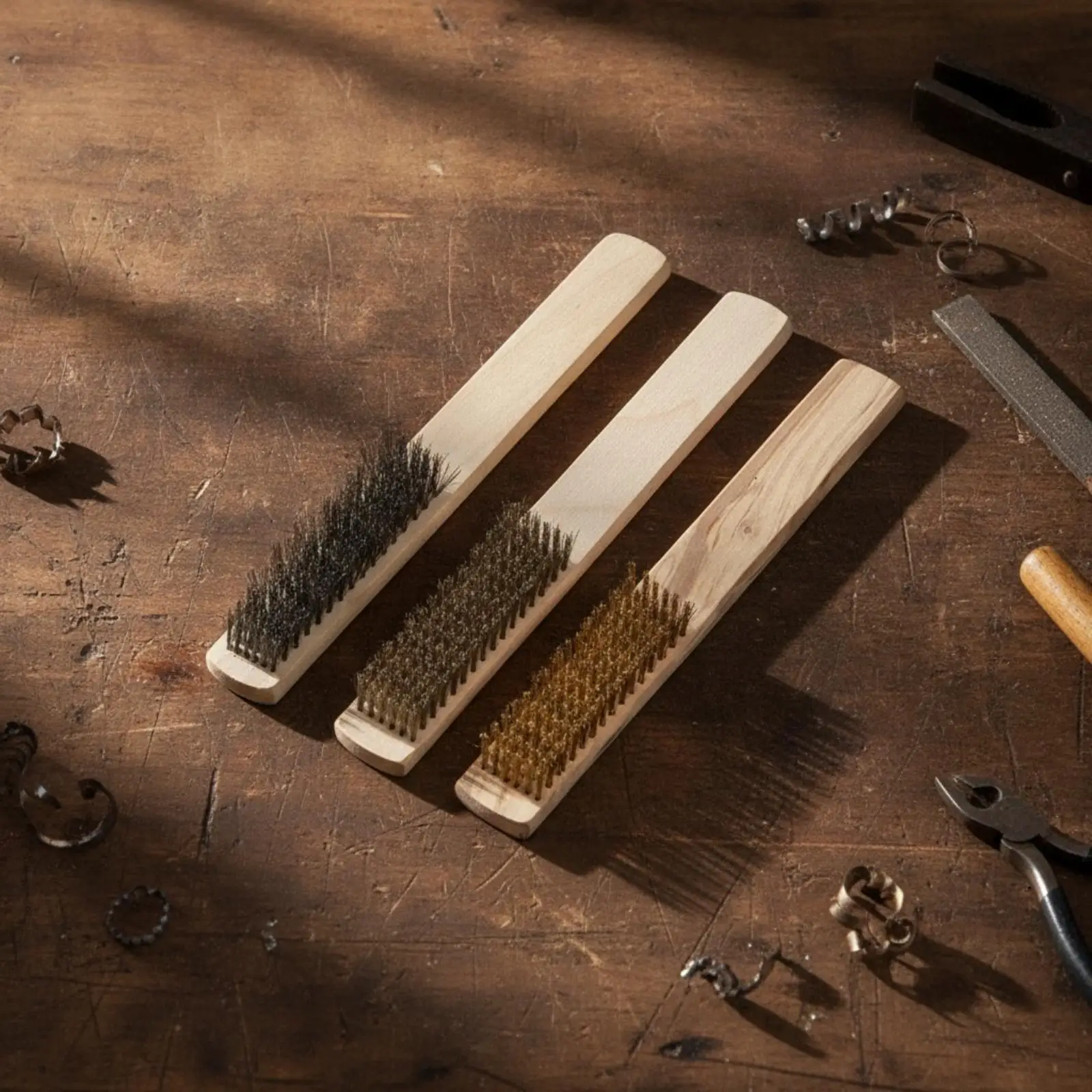 3 Pieces Metal Surface Cleaning Brush Easy to Grip Wire Bristle Brush Sturdy Practical for Workshop Maintenance