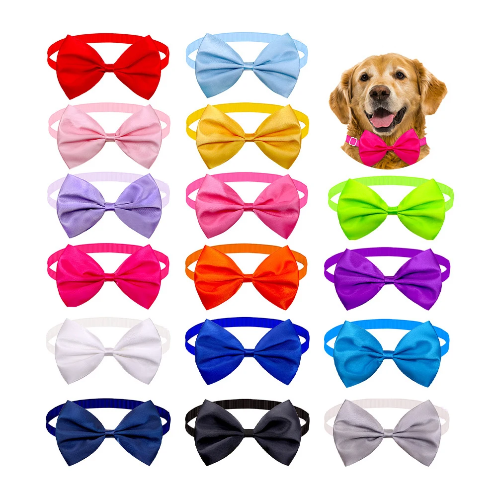 10/20pcs Solid Small Dog Bowtie Pet Dog Bow Ties Collar For Dogs Cats Summer Pet Dog Bows Small Dog Cat Grooming Accessories