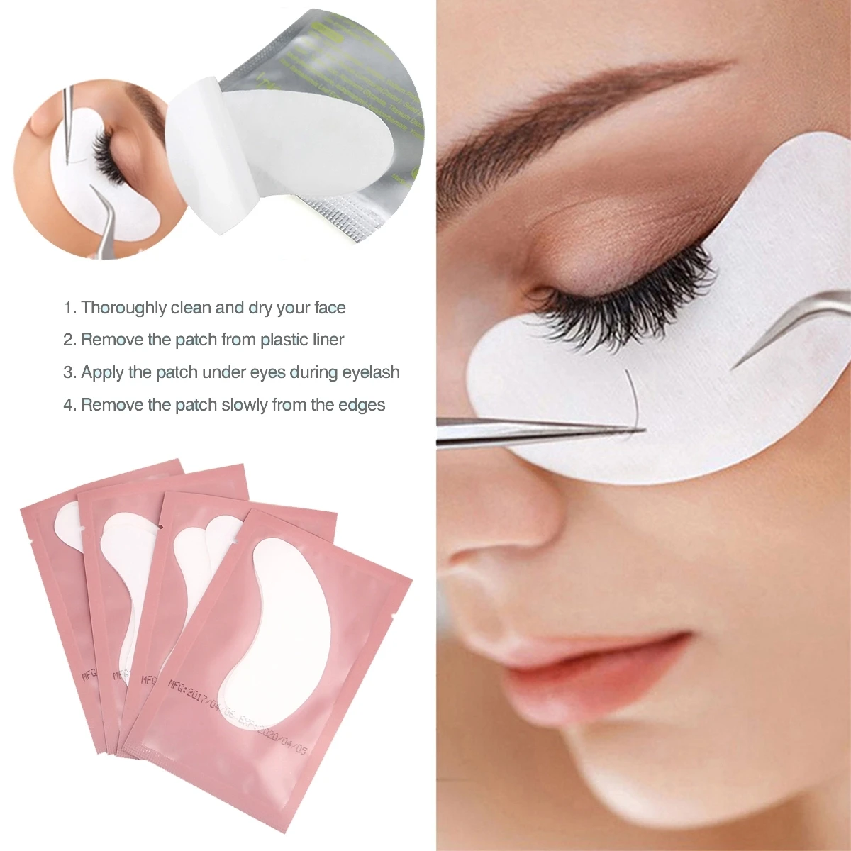 50pairs/bag Eyelash Pads Waterproof Packaging Gel Eye Pads Eyelash Extensions Beauty Supplies Eyelash Eye Pads